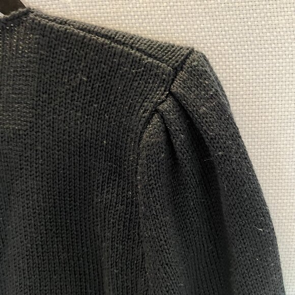 VTG Susann D 1980s Glam Color Block Sweater Medium Black White Blue Rhinestones - Picture 8 of 10